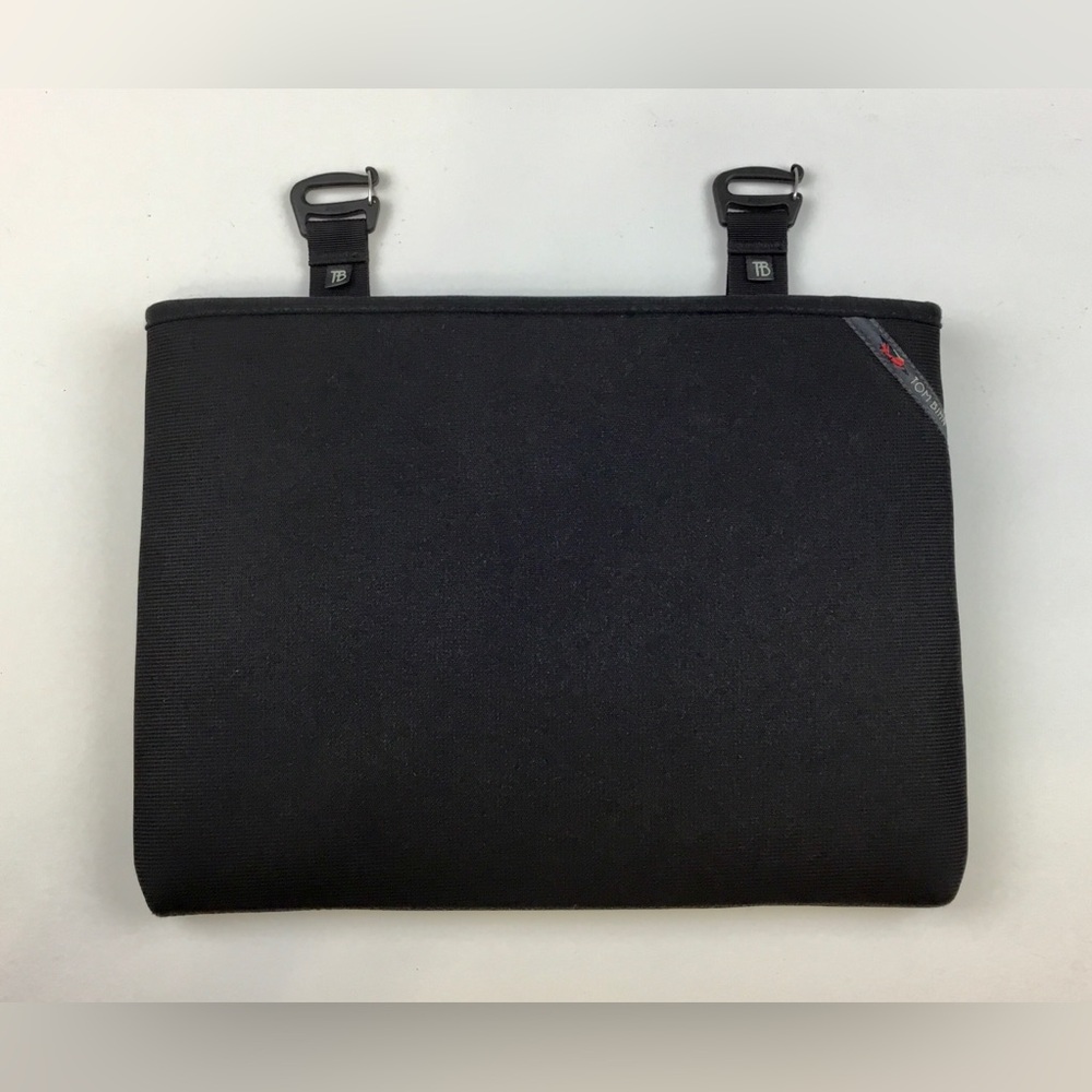 TOM BIHN Padded Laptop Sleeve Case Black  Flap Close Two Clips 13" x 9.5" USA